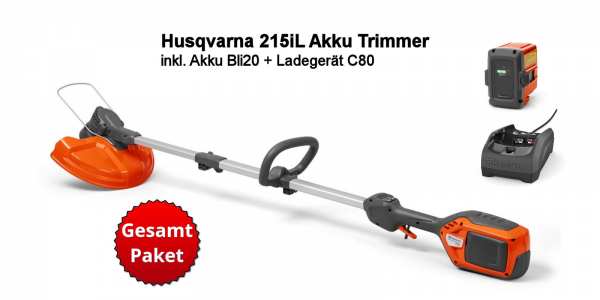 Husqvarna 215iL Set inkl. Akku Bli20 + Ladegerät C80 Akku-Trimmer - 970 53 60-03